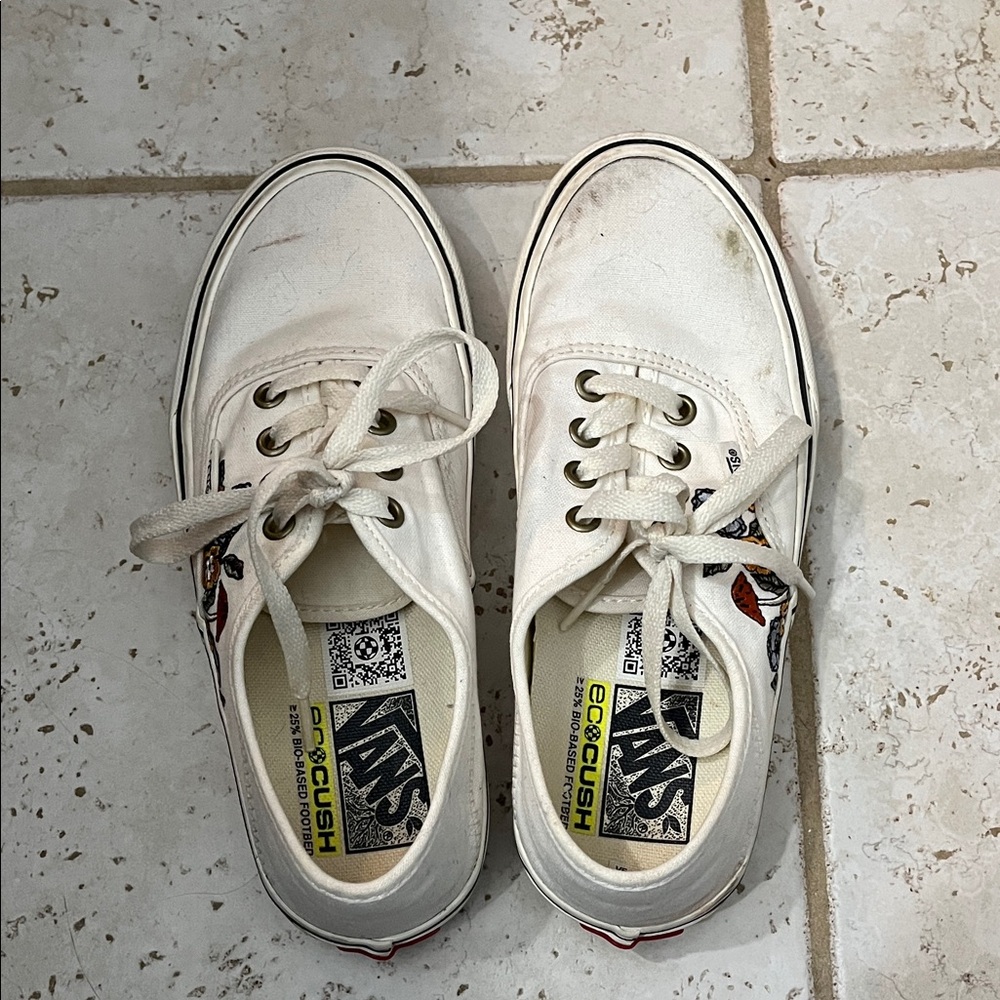 Vans White Embroidered Lace-Up Sneakers
